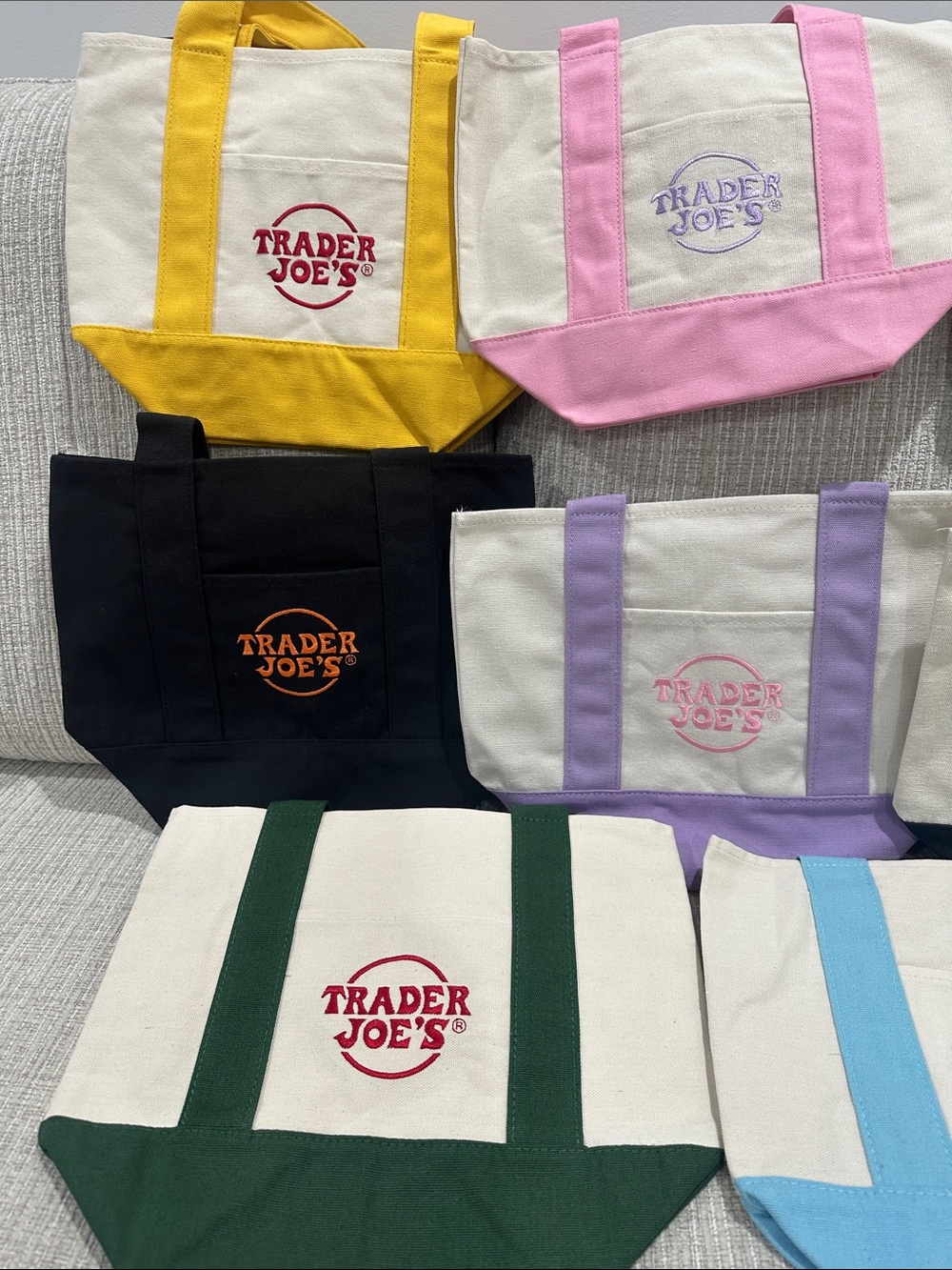 Trader Joe's Mini Tote Bag - Multiple Color Options Set of 8 - Picture 2 of 3